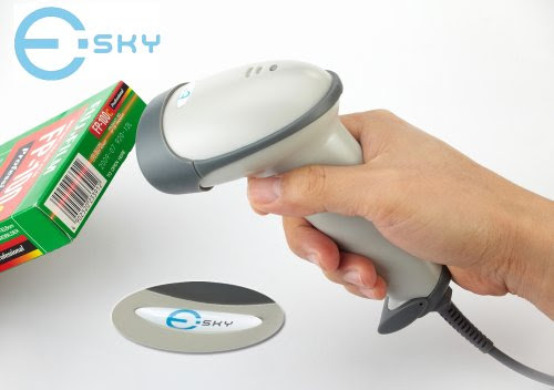 Esky® Wired Hand-held laser USB Automatic Barcode Scanner Barcode Reader White