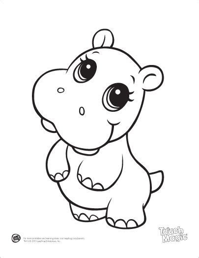 learning friends hippo baby animal coloring printable