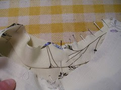 armhole facing pinned