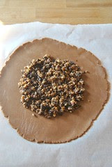 Chocolate crostata with pears and amaretti