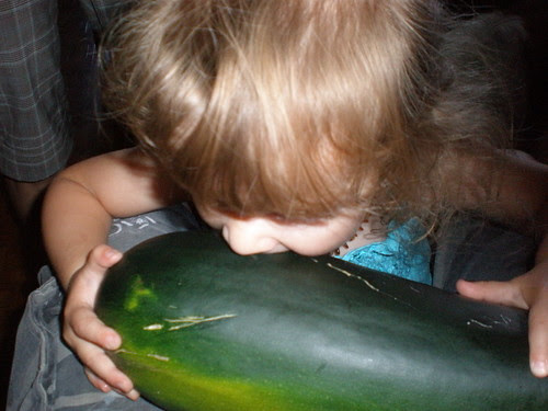 Giant baby eating giant zuchini