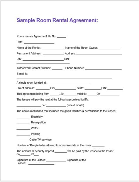 Rental Agreement Templates - Word Templates for Free Download