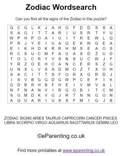  signs of the zodiac printables wordsearch