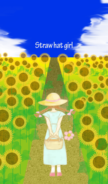 麦わら帽子の女の子 ひまわり畑の一本道 Line着せかえ 360円
