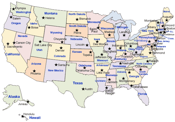 Usa States And Capitals Map Quiz Claudetemaki