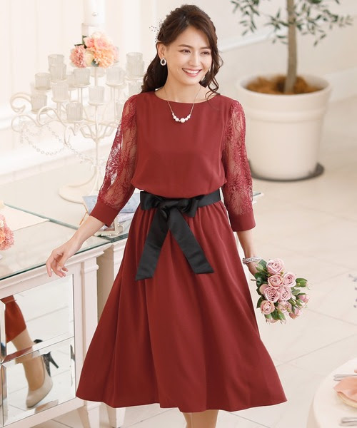 ロングスカート 結婚式ワンピース 同窓会 成人式 セレモニー大きいサイズ対応フォーマルパーティードレス ドレス Pourvous プールヴー のファッション ワンピース ドレス レース リボン ドレス セール