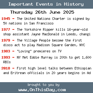 Important Events & Today in History by HistoryOrb.com