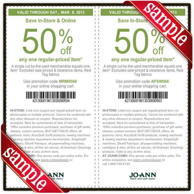 Joann – Free Printable Coupons