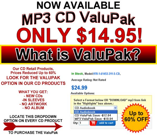 MP3/CD ValuPak CDs Up to 60% off.
