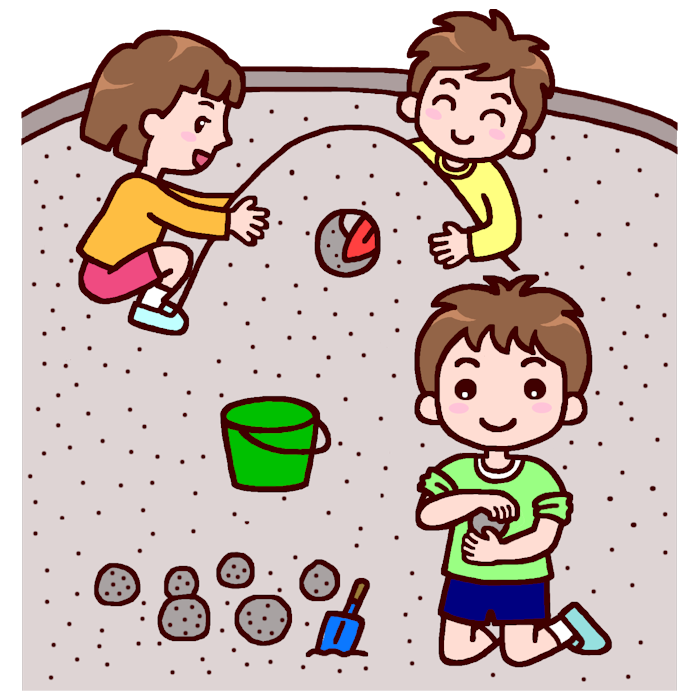 砂遊び カラー 野外 園庭遊びの無料イラスト 園の生活 保育素材