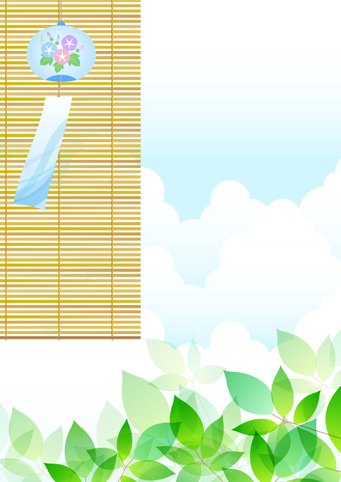 フリーイラスト 簾と風鈴と新緑の葉っぱの夏の風景でアハ体験 Gahag 著作権フリー写真 イラスト素材集
