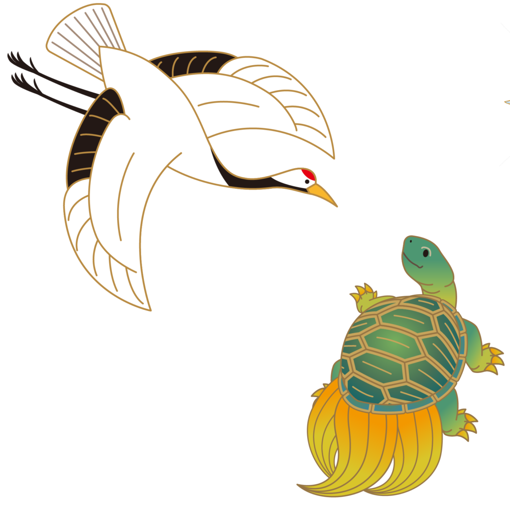商用フリー 無料イラスト 縁起物 鶴 つる 丹頂鶴 と亀のイラスト Crane Turtle007 商用ok フリー素材集 ナイスなイラスト