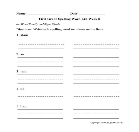 A week has seven days. spelling worksheets first grade spelling words worksheets