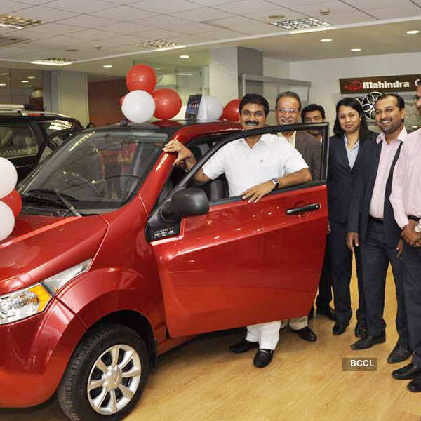Politico Sachin Ahir smiles for the camera at the launch of Mahindra's new eco- car 'E20', held in Mumbai. (Pic: Viral Bhayani)