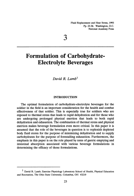 Electrolytes In Drinks. Carbohydrate-Electrolyte