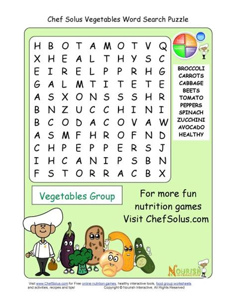  printable 10 word search puzzle vegetables group