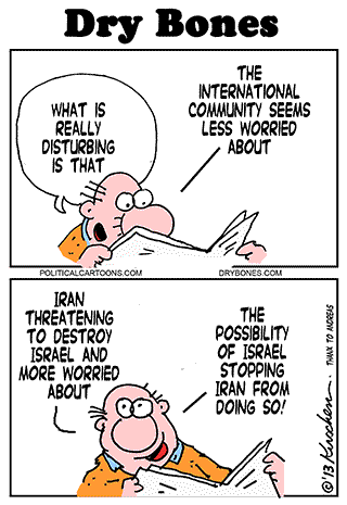 kirschen, dry bones, dry bones cartoon,israel,outsourcing, islamism, islamist, appeasement, Iran, nukes, Europe, america, 