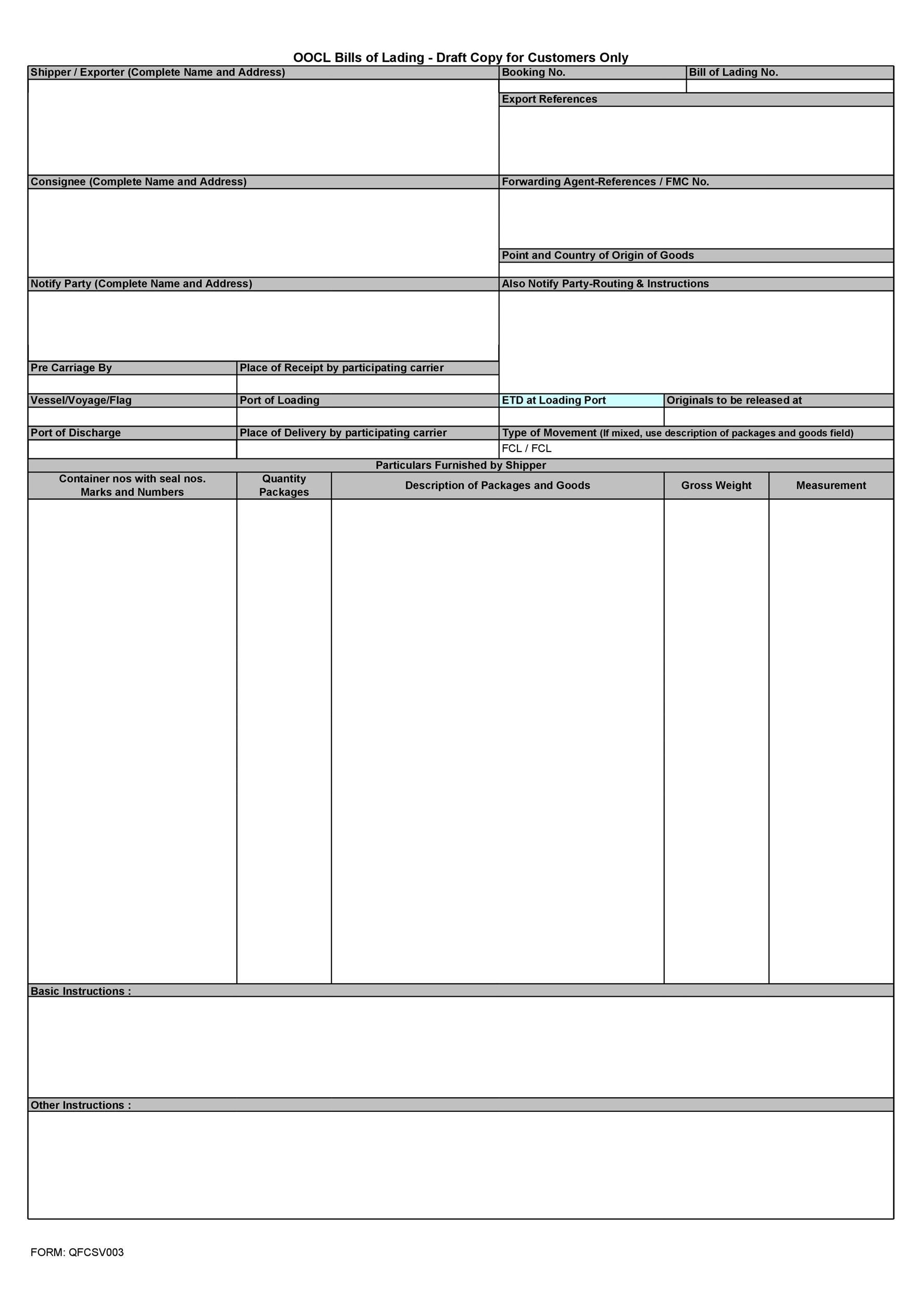 40 Free Bill Of Lading Forms & Templates TemplateLab