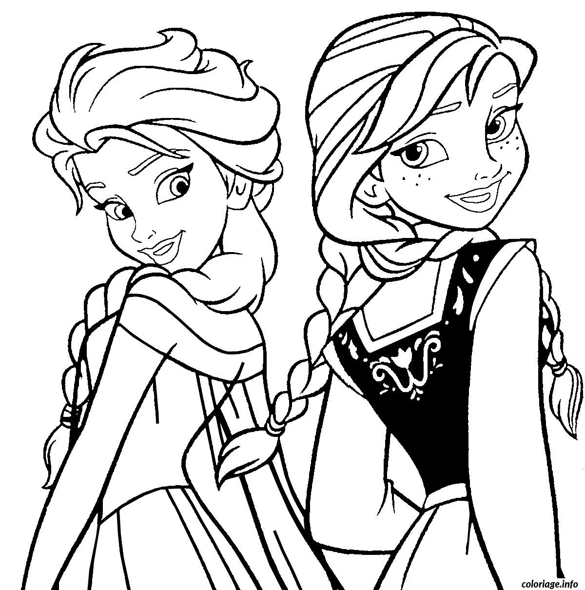 Coloriage Elsa Et Anna Reine Des Neiges Dessin   Imprimer