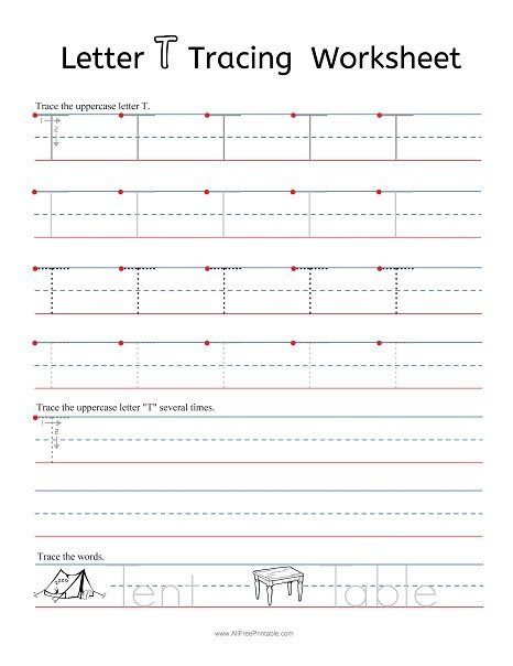 letter t tracing worksheets free printable
