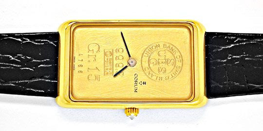 Foto 1, Corum 15-Gramm-Goldbarren Gelbgold Topuhr Ungetragen!!!, U1960