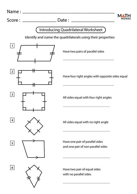  quadrilateral worksheet 3rd grade