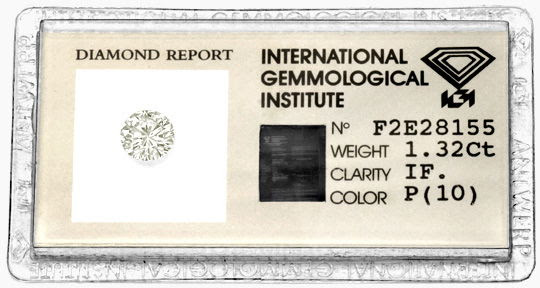 Originalfoto DIAMANT BRILLANT IGI LUPENREIN FEUER VG