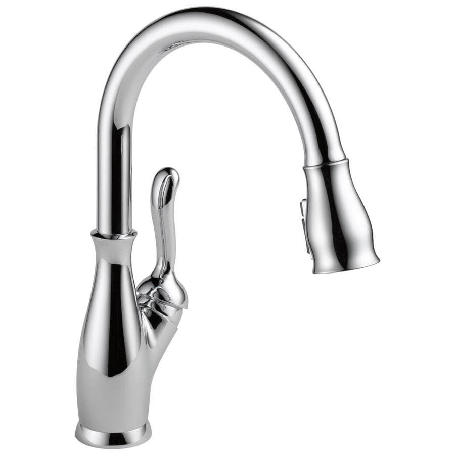 Delta Leland Chrome 1 Handle Deck Mount Pull Down Handle Kitchen Faucet Deck Plate Included In The Kitchen Faucets Department At Lowescom