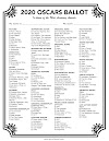 Oscars 2020 Ballot Print