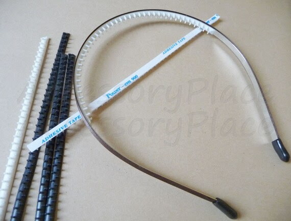 10 pcs of 4mm X 175mm No Ouch(Soft) and No Slip Flexible Rubber Teeth Strip W/ Adhesive Backing in Black and White for Headband Making