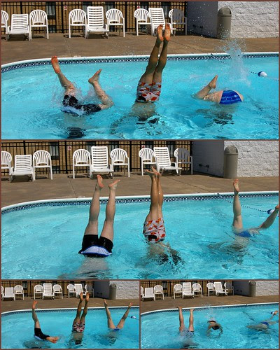 Handstand swimming contest