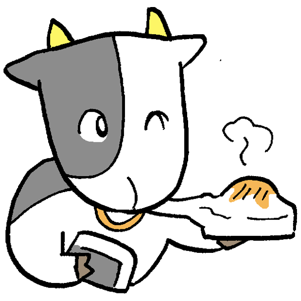 お餅を食べる牛のイラスト かわいいフリー素材が無料のイラストレイン