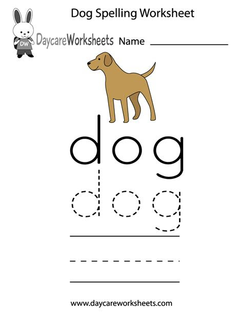 Our free spelling worksheets will assist preschoolers in learning how to spell basic words. free printable dog spelling worksheet for preschool