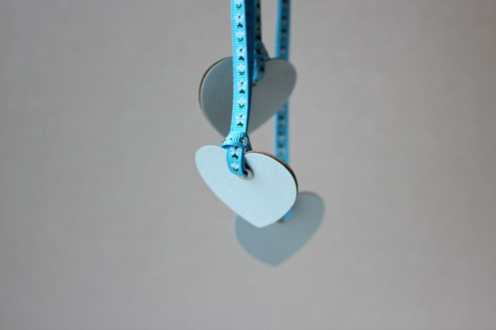 Mini gift tags - Heart in blue - Set of 5