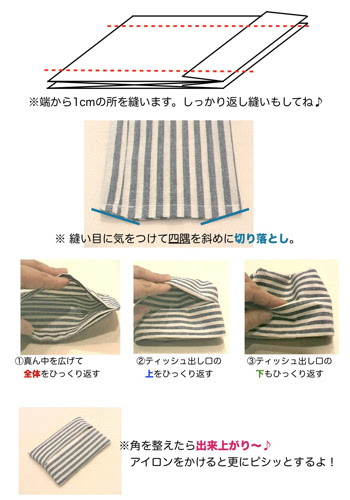 あらまぁ 簡単 ポケットティッシュケースの作り方 ツクルの 作ってみました 楽天ブログ