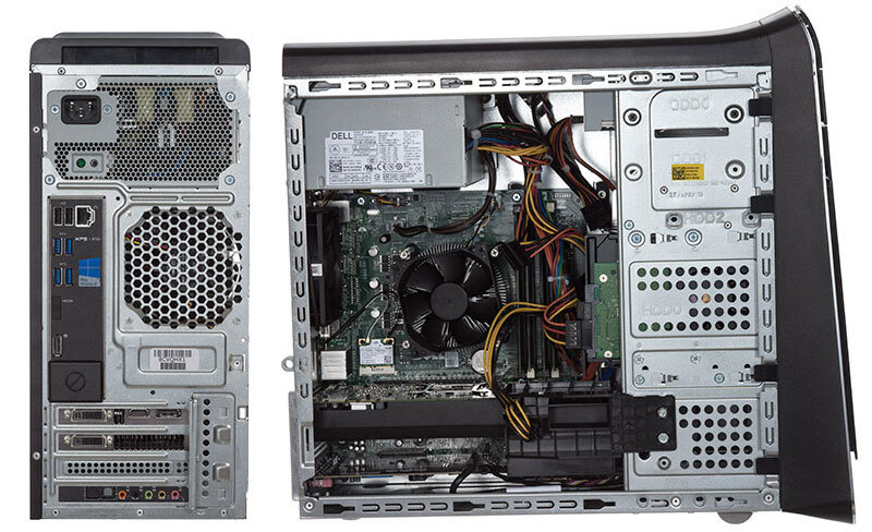 Dell XPS 8700 Core i7 Haswell desktop PC - side open and rear views