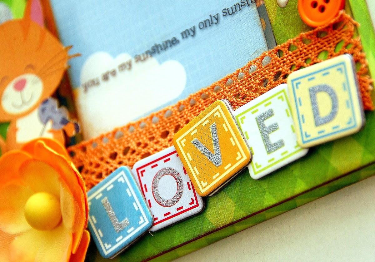 Loved Altered Frame by Irene Tan using BoBunny Toy Box collection