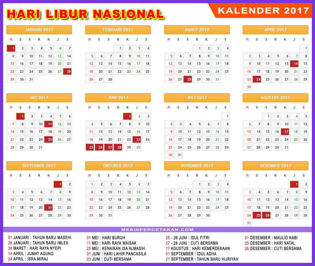 Kalender 2017  Trip Jalan Jalan