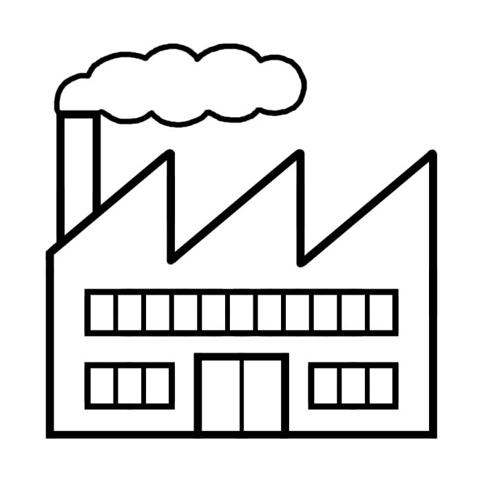 工場 白黒 建物12 乗り物 建物 無料イラスト素材