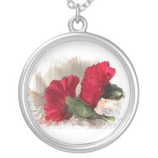 Dianthus on Brocade Necklace