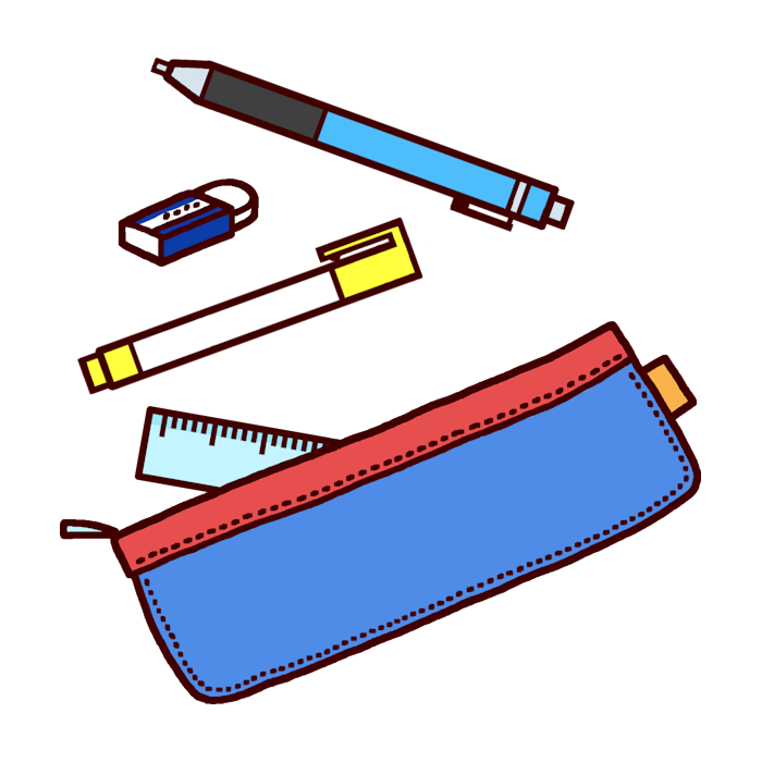 筆入れ 鉛筆 消しゴム カラー 文房具 学用品の無料イラスト 学校素材