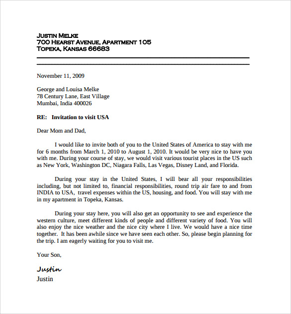 Invitation Letter for US Visa - 9+ Download Free Documents ...