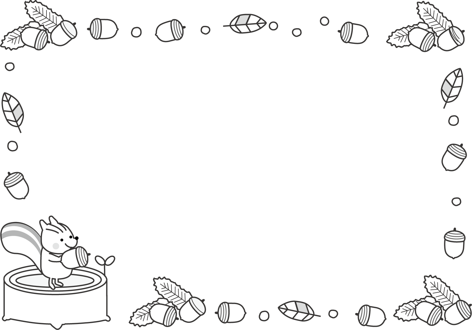 枠 吹き出しイラスト 秋どんぐり 無料イラスト素材