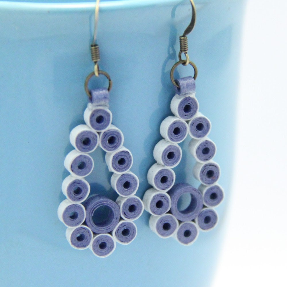 Nhật Bản viện trợ cứu trợ giấy Quilled Bông tai Teardrop - Một số màu sắc để lựa chọn