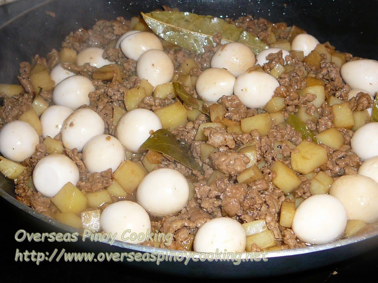 Ground Pork Adobo with Quail Eggs - Cooking Procedure