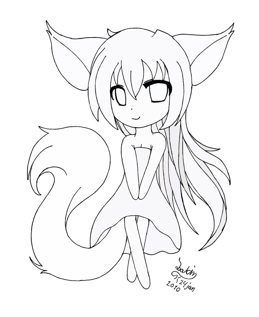 Chibi fox girl lineart by Joakaha on DeviantArt Chibi fox girl lineart by Joakaha on DeviantArt