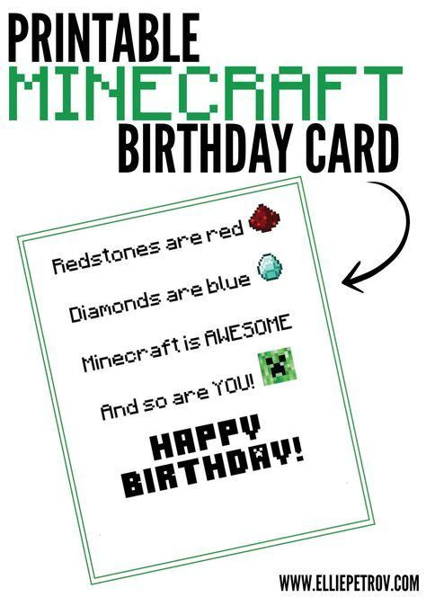  super birthday card kids craft free printable ideas minecraft