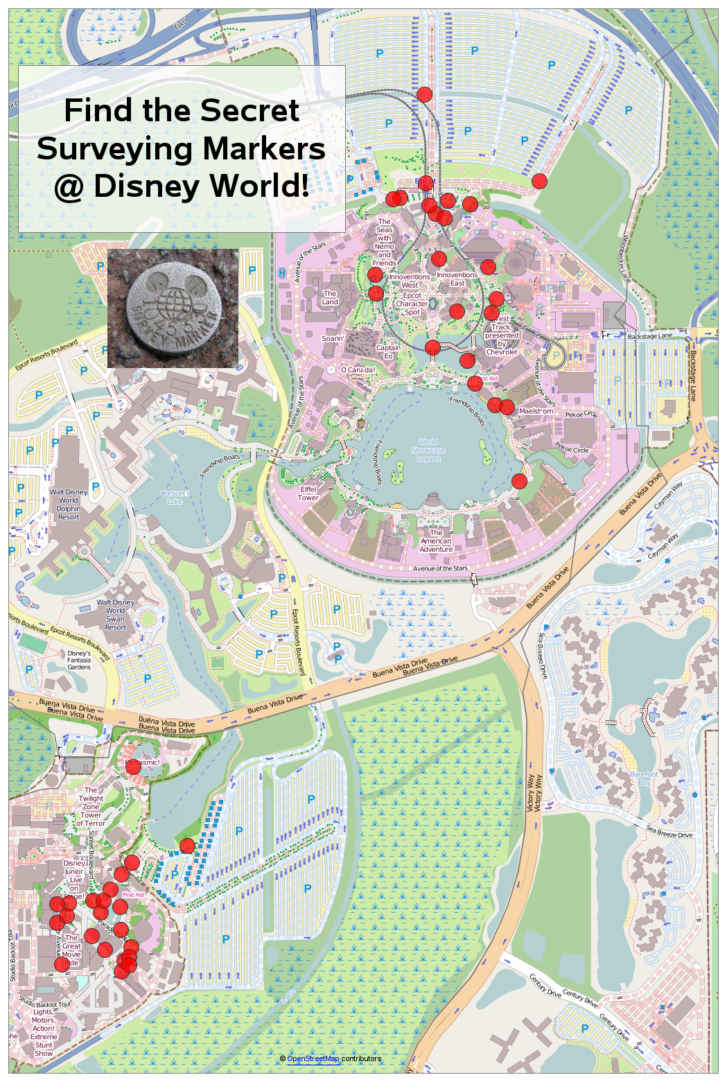Locations Of Secret Surveying Markers Disney World