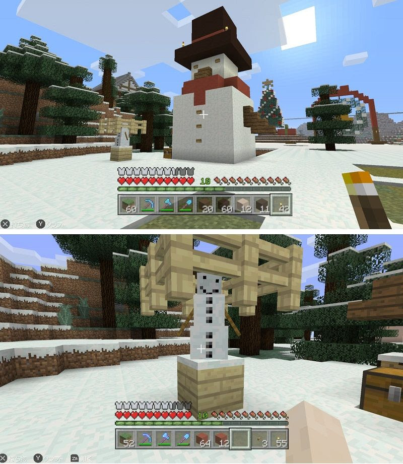 マイクラ サバイバル2 Vol 36 雪だるま 雪玉無限回収装置 プレゼントボックス くつ下 ねこじゃらし