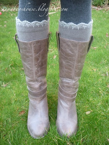 Upcycled legwarmers with crochet trim